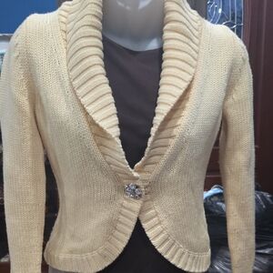 Banana Republic Cream Knit Cardigan with Button Detail